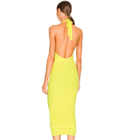 Lovers + Friends Morgan High Neck Halter Midi Dress in Lime NWOT Size Small - Picture 3 of 3